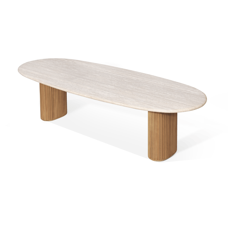 Rhodes Teak Oval Open Dining Table 108"