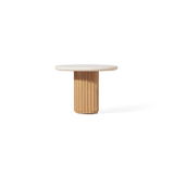Rhodes Teak Round Side Table | Teak Natural, Travertine Cream,