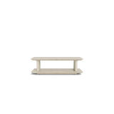 Santorini Stone Rectangle Side Table | Aluminum Asteroid, Travertine Dark Grey,