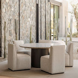 Santorini Stone Round Dining Table 60" | Aluminum Bone, Travertine Natural,