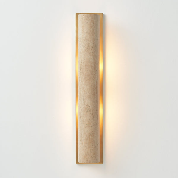 Solare Outdoor Sconce | Vintage Brass, Travertine Natural,