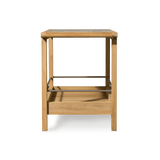 Tavola Teak Stone Bar Cart | Teak Natural, Travertine Cream,