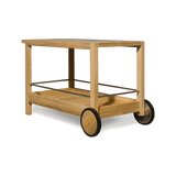 Tavola Teak Stone Bar Cart | Teak Natural, Travertine Cream,