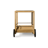 Tavola Teak Stone Bar Cart | Teak Natural, Travertine Cream,