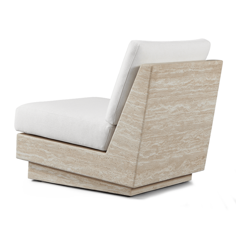 Tulum Travertine Armless Lounge Chair | Travertine Natural, Siesta Ivory,
