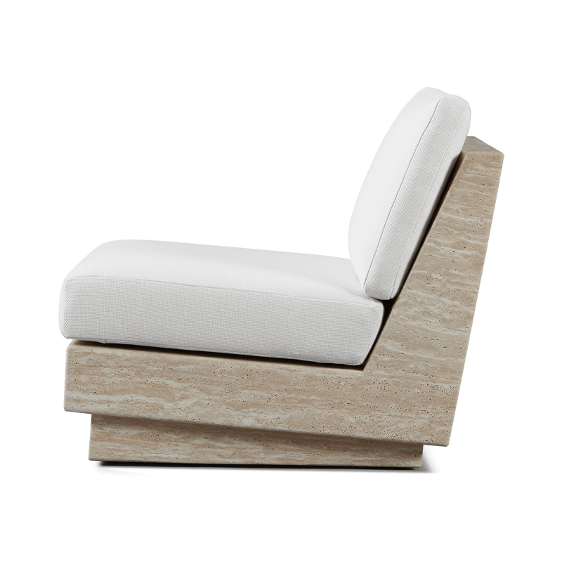 Tulum Travertine Armless Lounge Chair | Travertine Natural, Siesta Ivory,