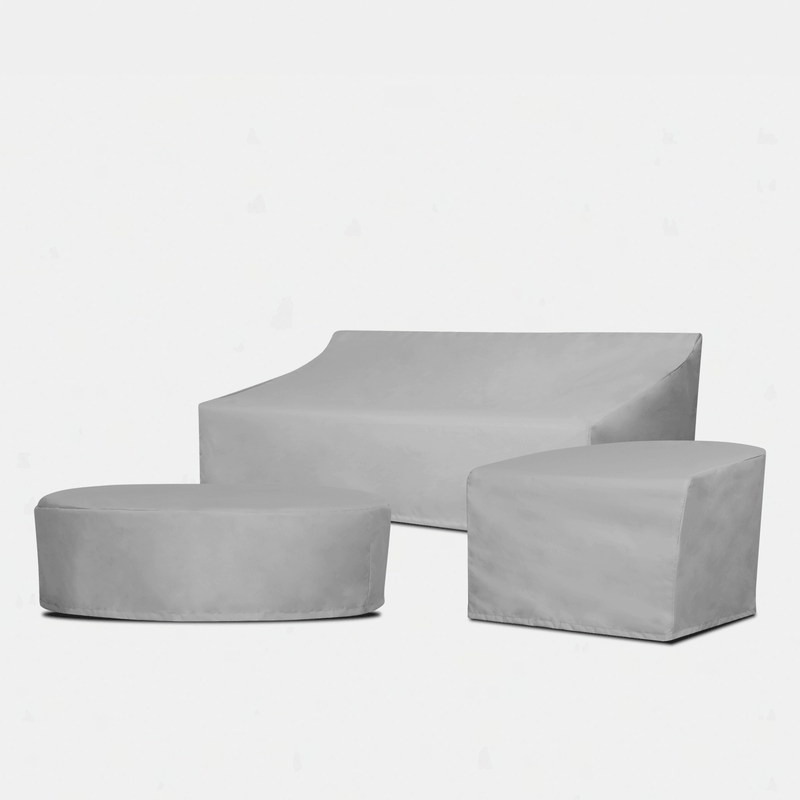 Tulum Travertine Armless Lounge Chair - Weather Cover | Surlast Grey, ,