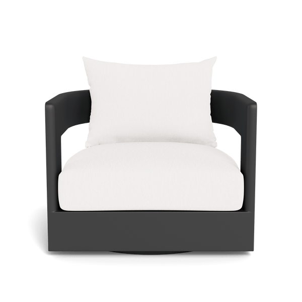 VICTORIA ALUMINUM Swivel Lounge Chair | Aluminum Asteroid, Pebble White,