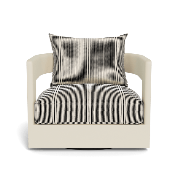 VICTORIA ALUMINUM Swivel Lounge Chair | Aluminum Bone, Bateau Classic,