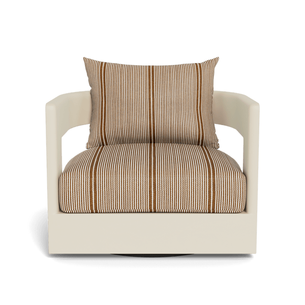 VICTORIA ALUMINUM Swivel Lounge Chair | Aluminum Bone, Bateau Teak,