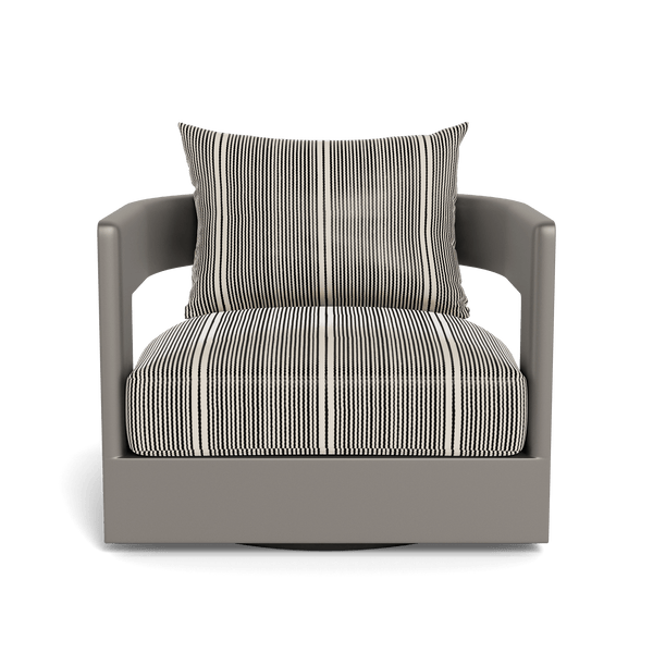 VICTORIA ALUMINUM Swivel Lounge Chair | Aluminum Taupe, Bateau Classic,