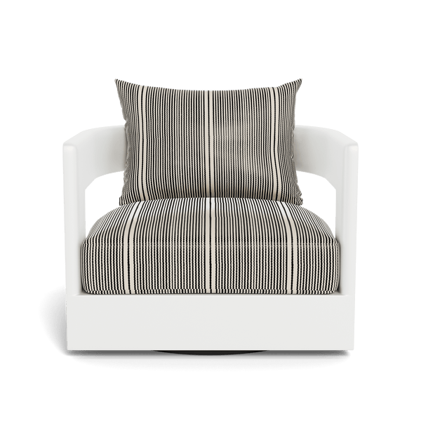 VICTORIA ALUMINUM Swivel Lounge Chair | Aluminum White, Bateau Classic,