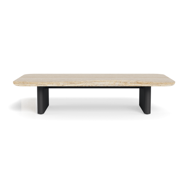 Victoria Coffee Table | Aluminum Asteroid, Travertine Natural,