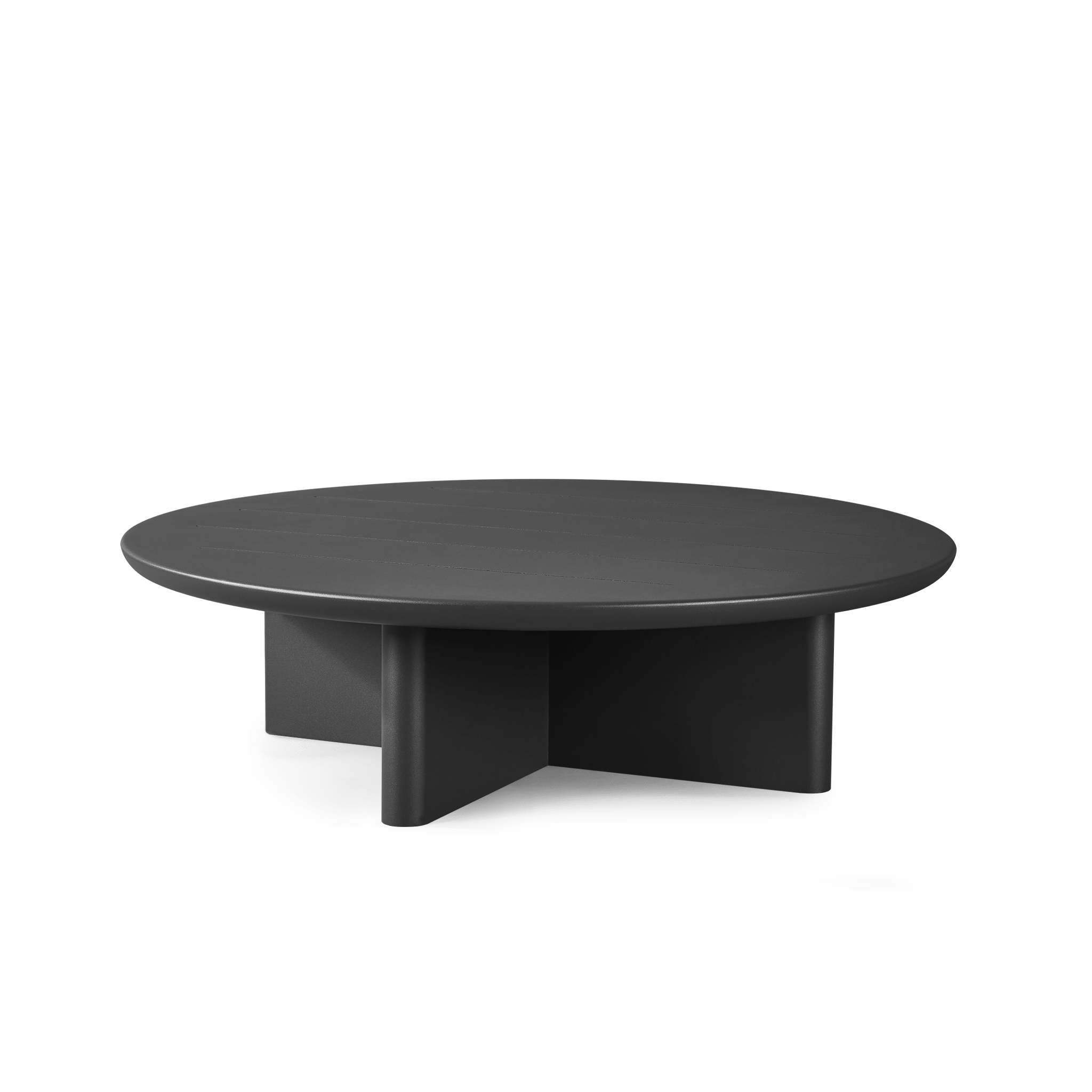Victoria Aluminum Round Slatted Coffee Table | Sculptural Outdoor