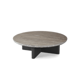 Victoria Round Stone Coffee Table | Aluminum Asteroid, Travertine Dark Grey,