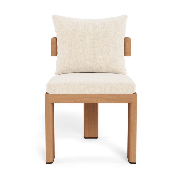 Victoria Teak Armless Dining Chair | Teak Natural, Marley Parchment,