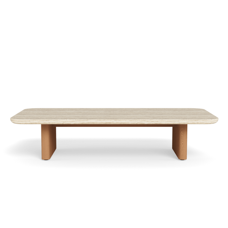 Victoria Teak Coffee Table | Teak Natural, Travertine Cream,