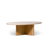 Victoria Teak Oval Stone Coffee Table