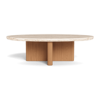 Victoria Teak Oval Stone Coffee Table