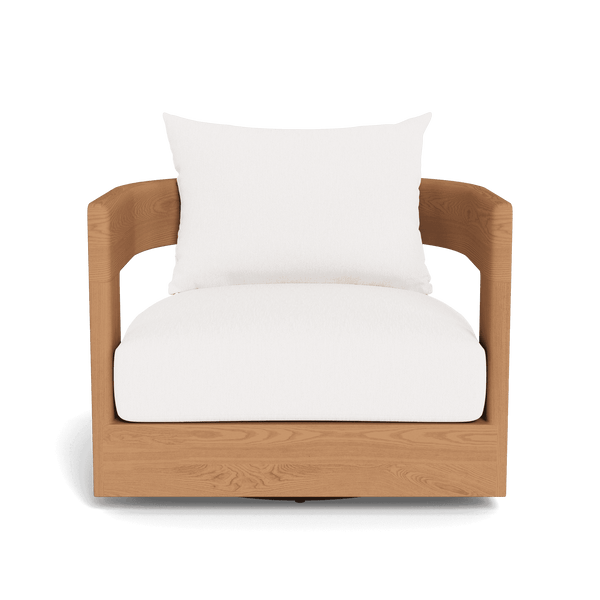 Victoria Teak Swivel Lounge Chair | Teak Natural, Pebble White,