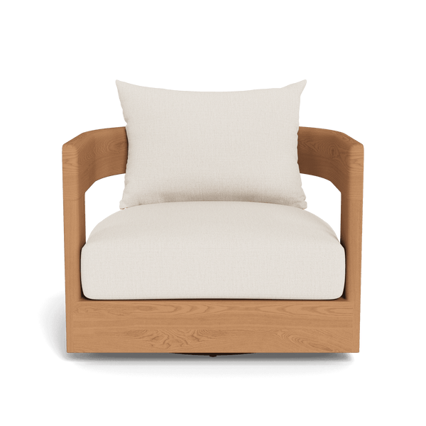 Victoria Teak Swivel Lounge Chair | Teak Natural, Stirling Linen,