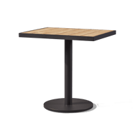 Vienna 24x30" Rectangle Bistro Table | Aluminum Asteroid, Teak Natural,