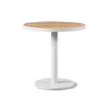 Vienna 30" Round Bistro Table | Aluminum White, Teak Natural,