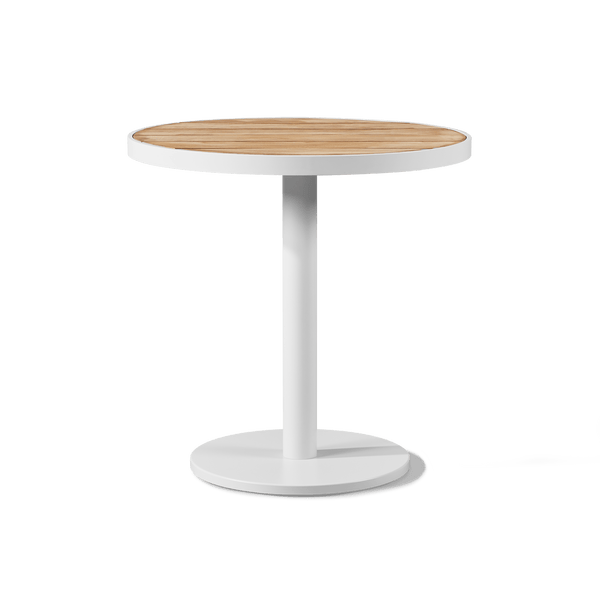 Vienna 30" Round Bistro Table | Aluminum White, Teak Natural,