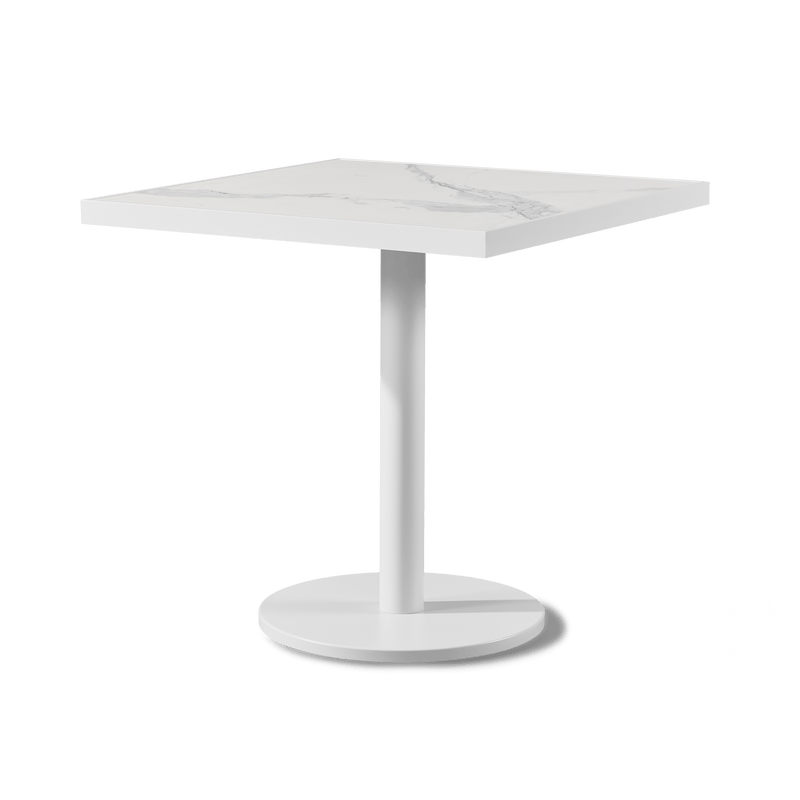 Vienna 30" Square Bistro Table | Aluminum White, Laminam Bianco,