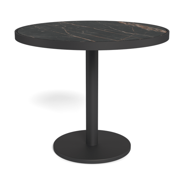 Vienna 36" Round Bistro Table | Aluminum Asteroid, Laminam Noir,
