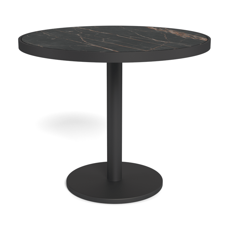 Vienna 36" Round Bistro Table | Aluminum Asteroid, Laminam Noir,