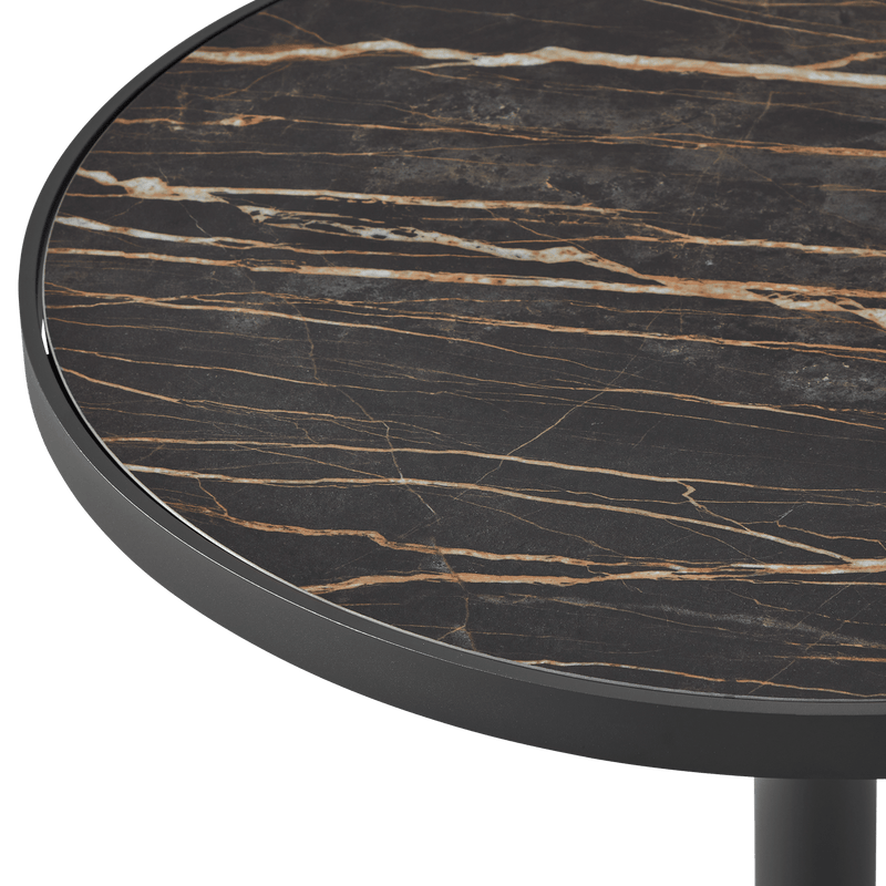 Vienna 36" Round Bistro Table | Aluminum Asteroid, Laminam Noir,