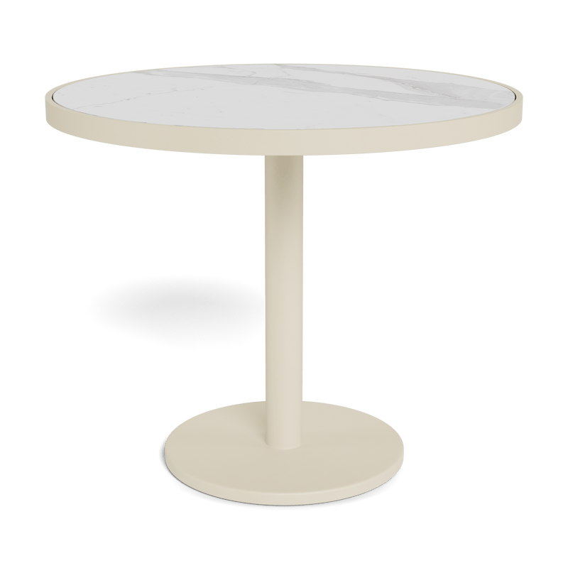 Vienna 36" Round Bistro Table | Aluminum Bone, Laminam Bianco,