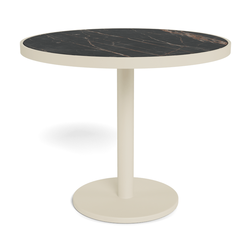 Vienna 36" Round Bistro Table | Aluminum Bone, Laminam Noir,