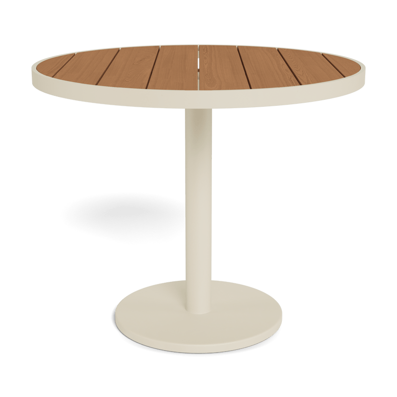 Vienna 36" Round Bistro Table | Aluminum Bone, Teak Natural,