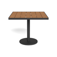 Vienna 36" Square Bistro Table | Aluminum Asteroid, Teak Natural,