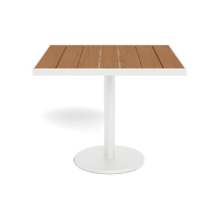 Vienna 36" Square Bistro Table | Aluminum White, Teak Natural,