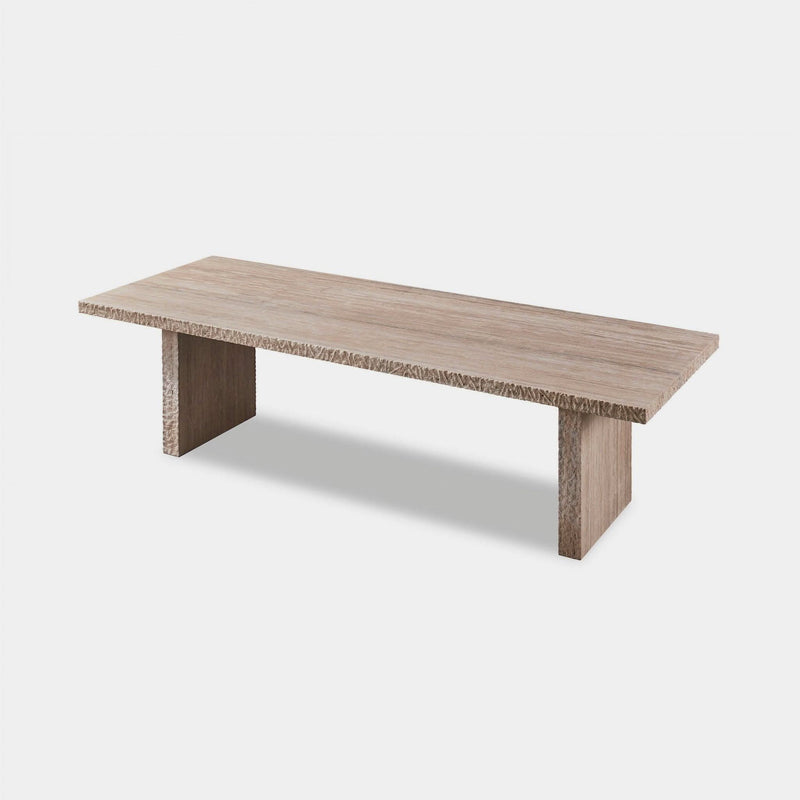 Florence Dining Table 108" | Chipped Travertine Silver, ,