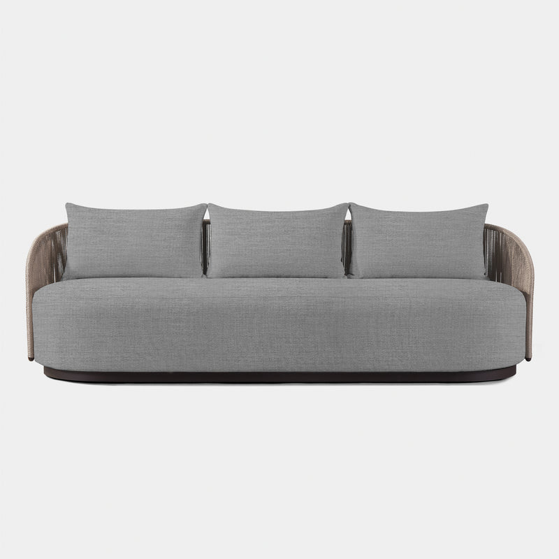 Milan 3 Seat Sofa | Aluminum Bronze, Lisos Piedra, Twisted Rope Dune