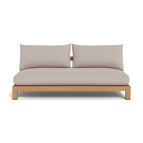 Pacific 2 Seat Armless Sofa | Teak Natural, Panama Marble, Batyline White