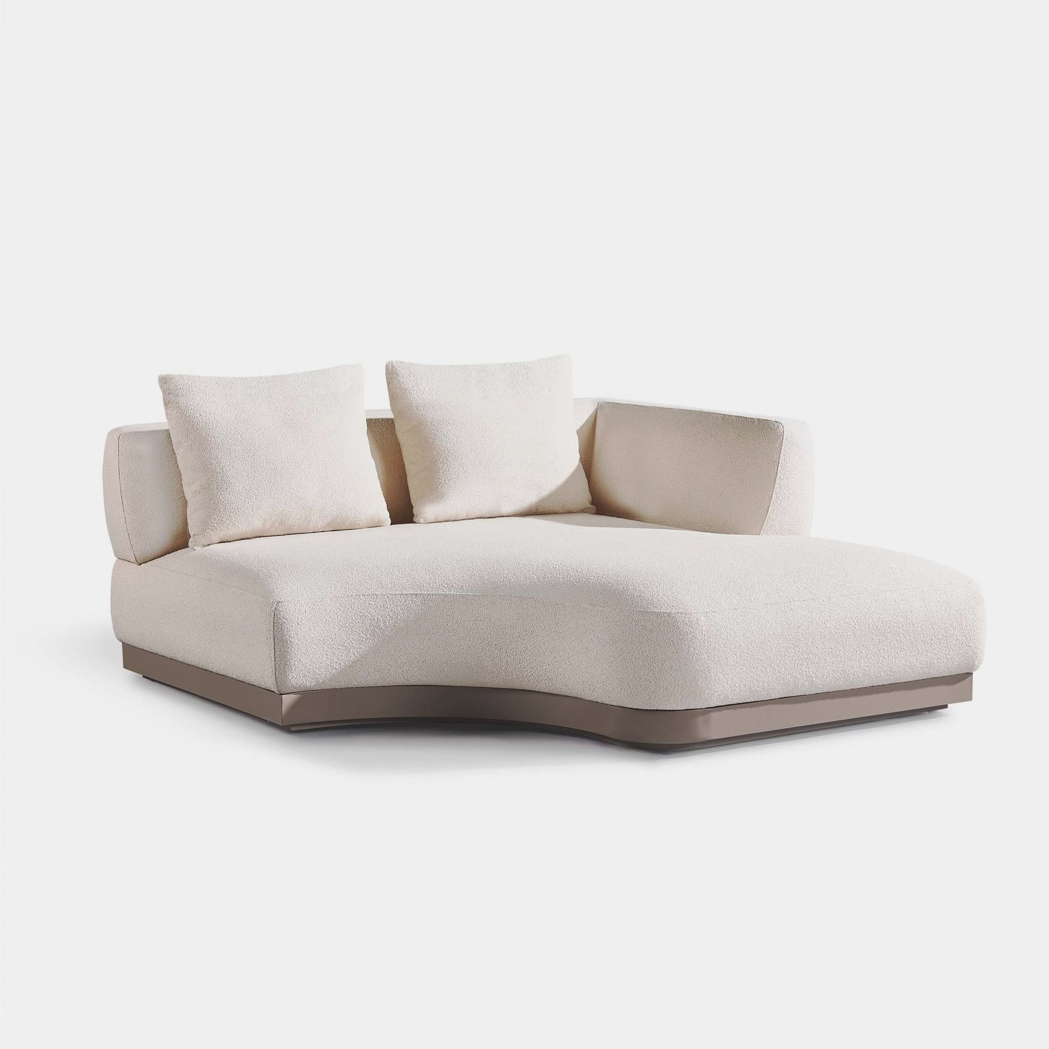Amalfi Curved Chaise Right | Aluminum Taupe, Riviera Sand,