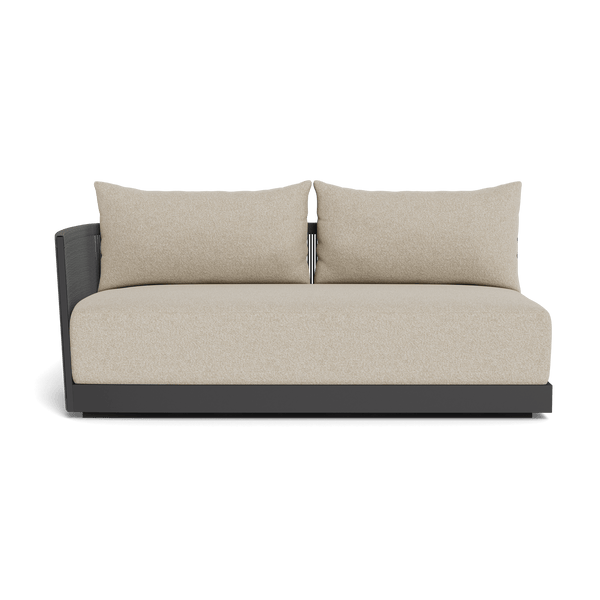 Antigua 2 Seat 1 Arm Left | Aluminum Asteroid, Siesta Taupe, Rope Dark Grey