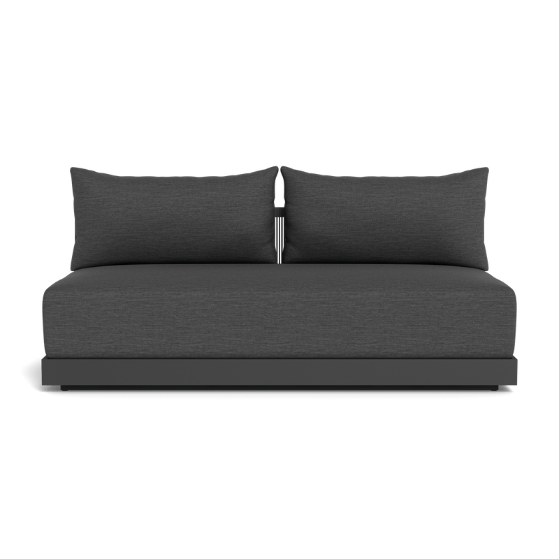 Antigua 2 Seat Armless Sofa | Aluminum Asteroid, Lisos Grafito, Rope Dark Grey