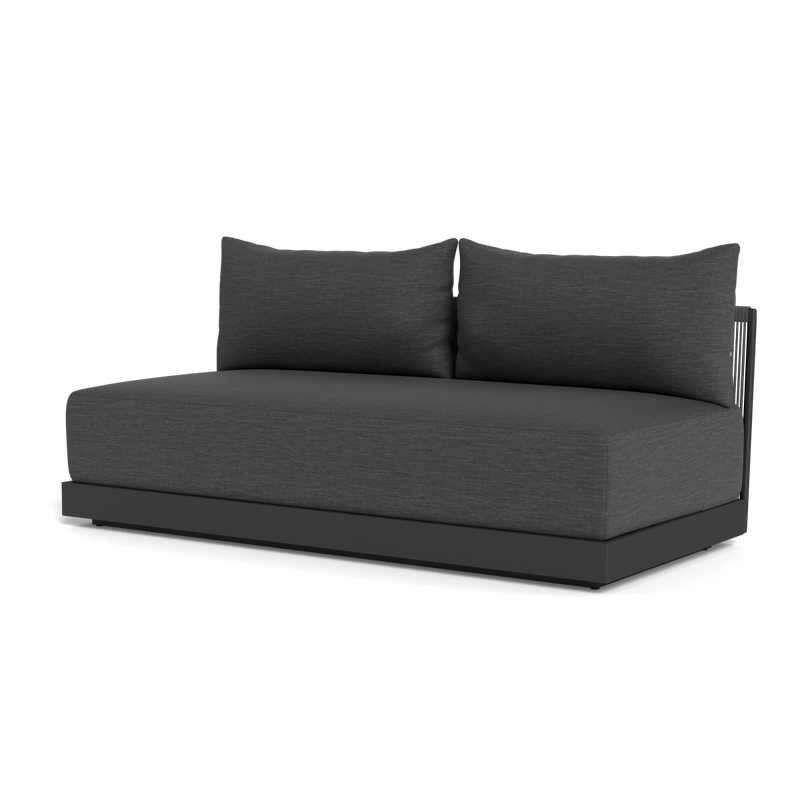 Antigua 2 Seat Armless Sofa | Aluminum Asteroid, Panama Grafito, Rope Dark Grey