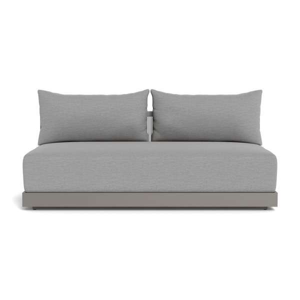 Antigua 2 Seat Armless Sofa | Aluminum Taupe, Lisos Piedra, Rope Light Grey
