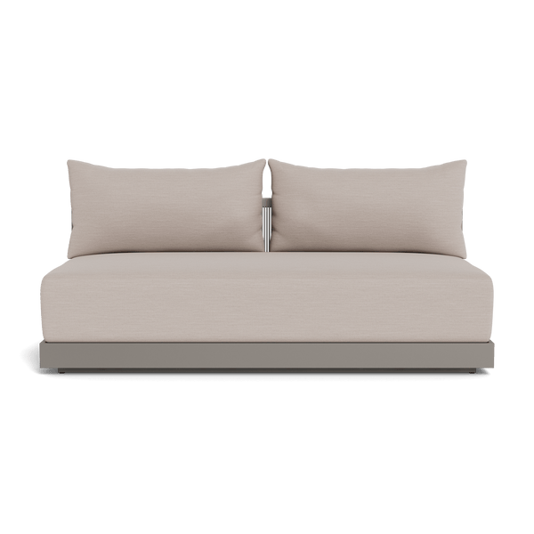 Antigua 2 Seat Armless Sofa | Aluminum Taupe, Panama Marble, Rope Light Grey