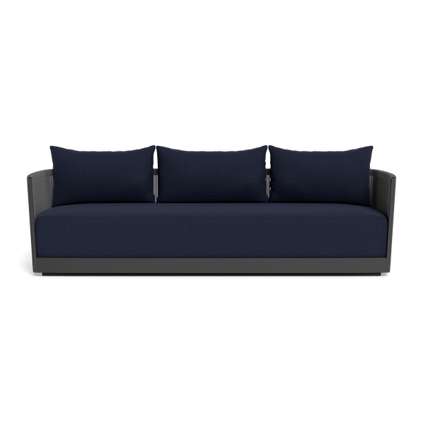 Antigua 3 Seat Sofa | Aluminum Asteroid, Siesta Indigo, Rope Dark Grey