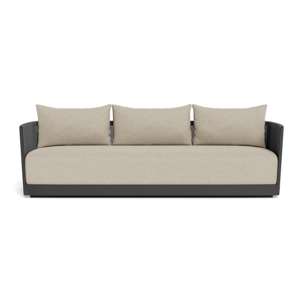 Antigua 3 Seat Sofa | Aluminum Asteroid, Siesta Taupe, Rope Dark Grey