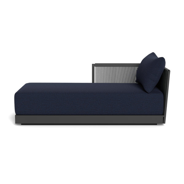 Antigua Chaise Left | Aluminum Asteroid, Siesta Indigo, Rope Dark Grey