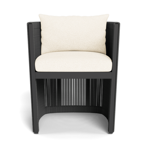 Antigua Dining Chair | Aluminum Asteroid, Riviera Ivory, Rope Dark Grey